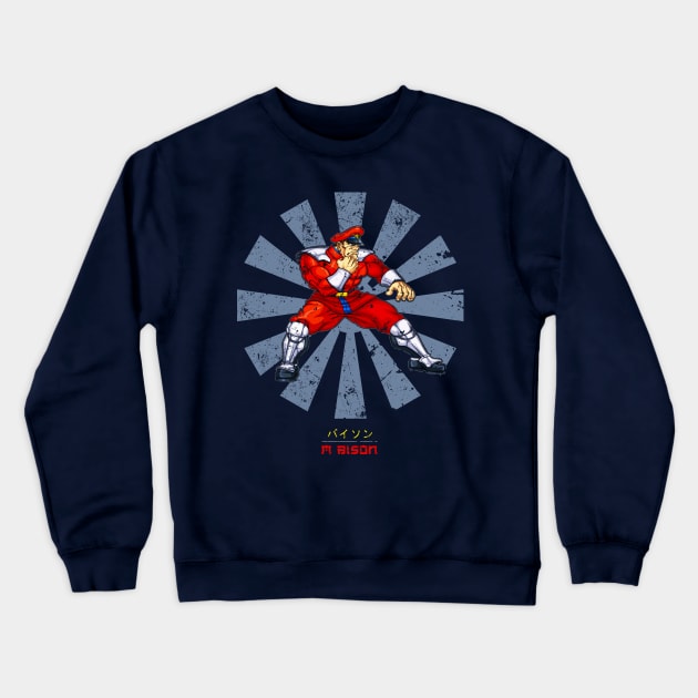 M Bison Retro Japanese Street Fighter Crewneck Sweatshirt by Nova5